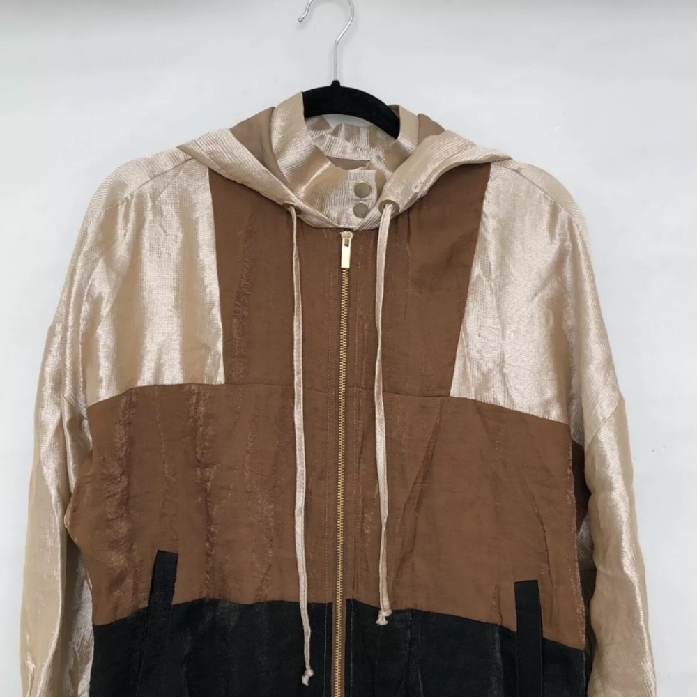 Zara Basic Color Block Hooded Jacket Size Xs - image 3